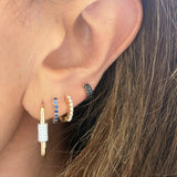 Black Diamond Two Row Huggie Earring