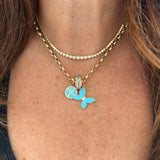 Graduated Bezel Diamond And Gold Disc Chain Necklace