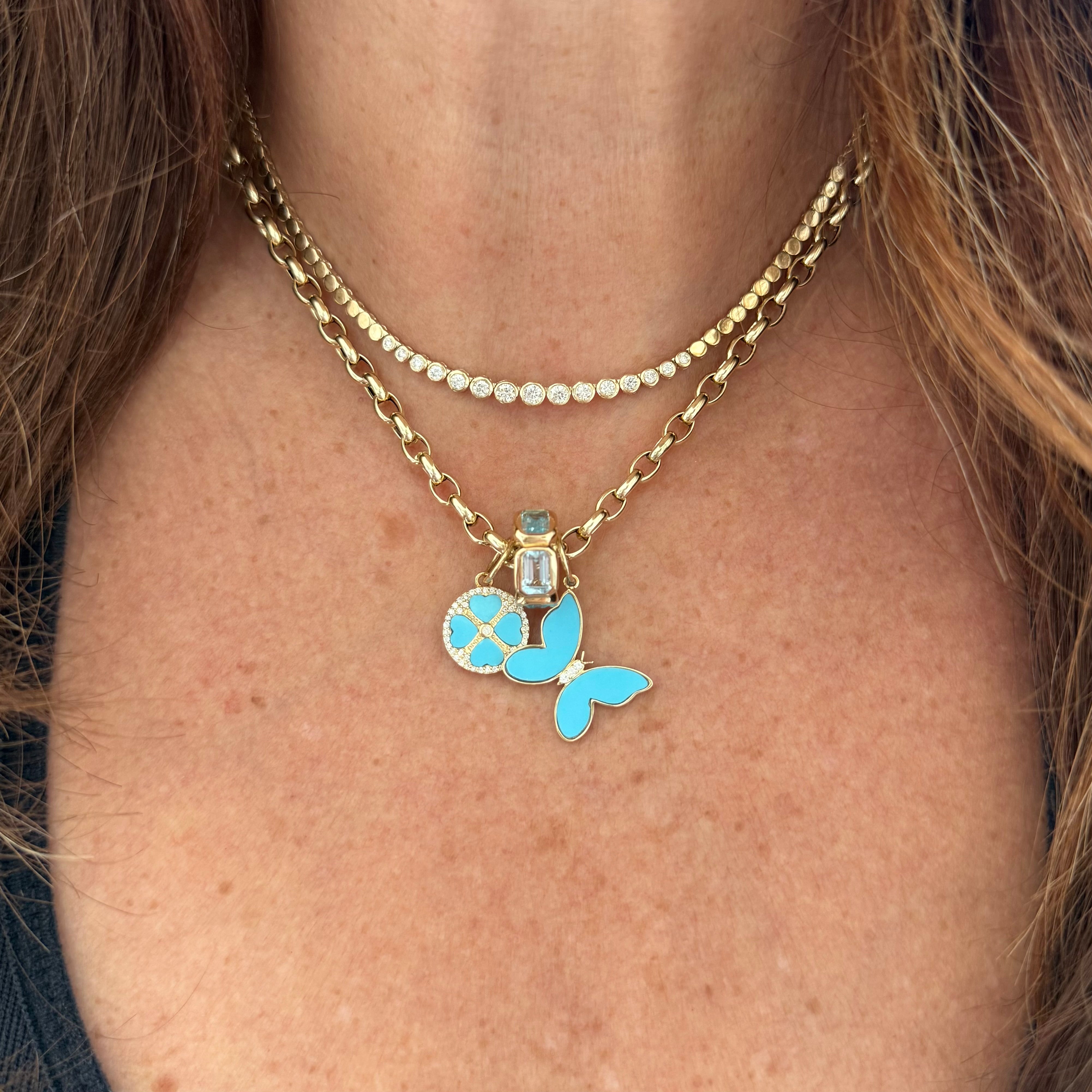Turquoise And Diamond Butterfly Charm