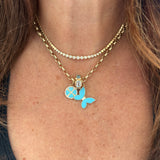 Turquoise And Diamond Butterfly Charm