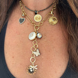 Black Enamel Moon And Star Spacer Bead With Pavé Diamonds