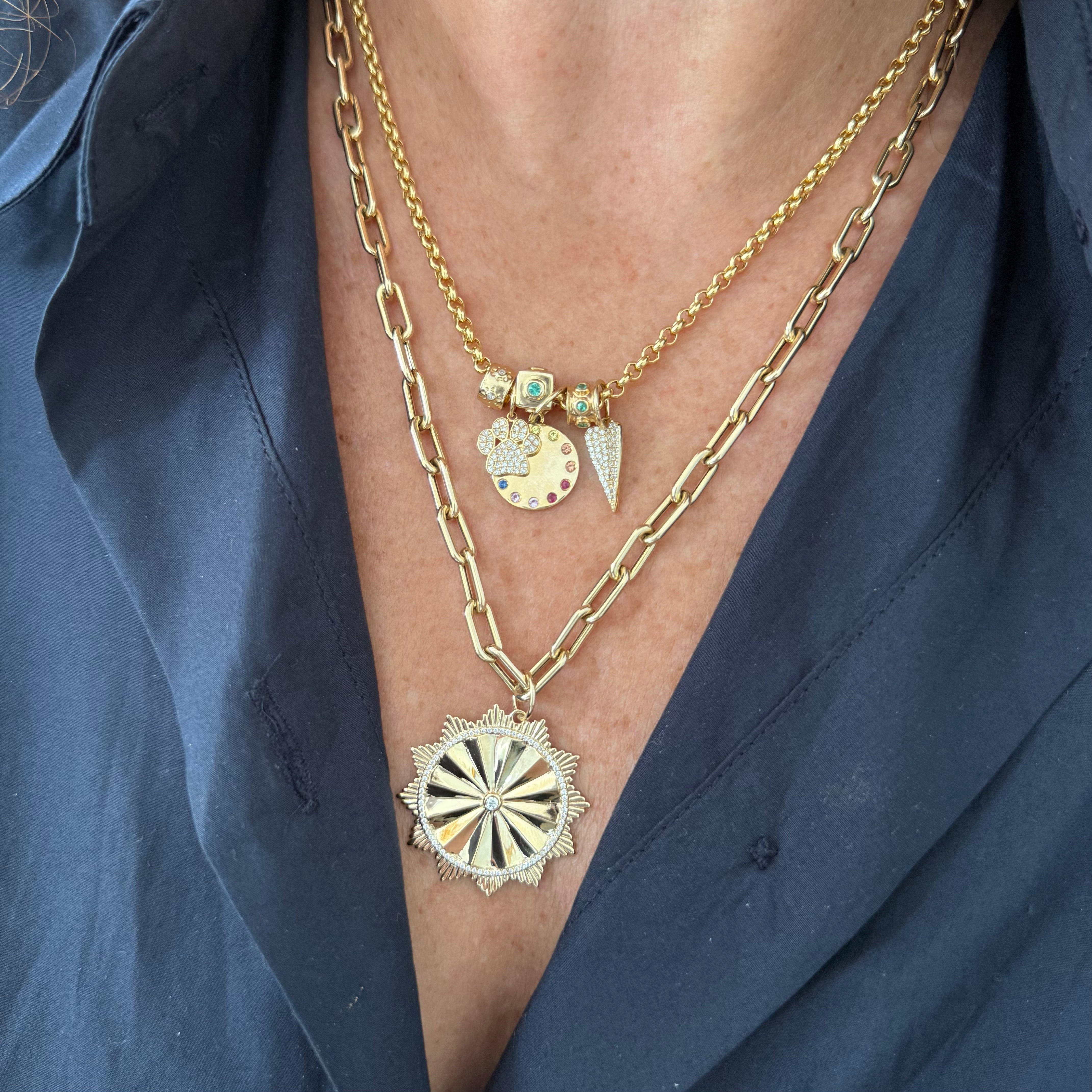 Gold Cube With Emeralds Spacer Bead