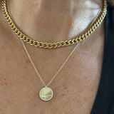Fluted Diamond Disc Necklace