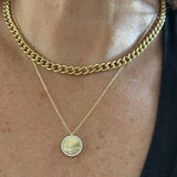 Fluted Diamond Disc Necklace