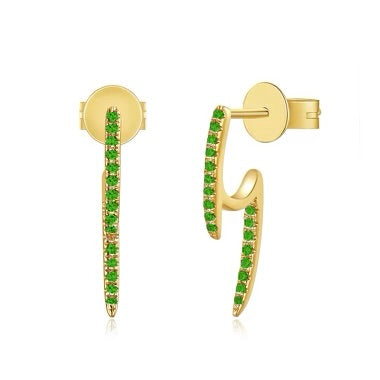 Emerald Dagger J Huggie Earrings