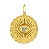 Large Gold Evil Eye Charm With Diamond