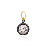 White Topaz Blackened Gold Border Charm