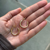 14K Gold 3.0mm Light Weight Hoop Earring With A Post