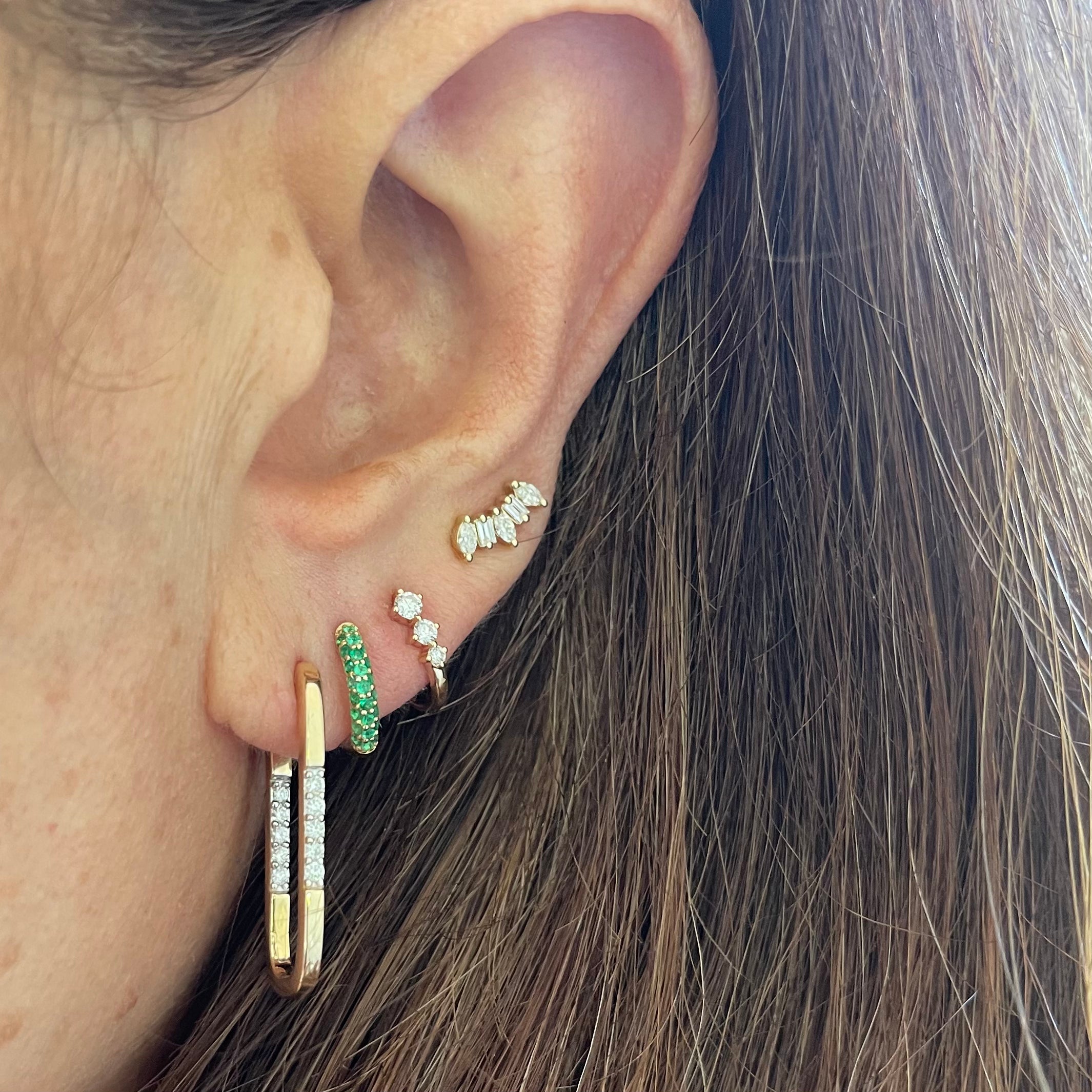 10mm Emerald Huggie Earrings