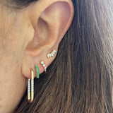 10mm Emerald Huggie Earrings