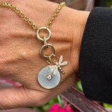 Mother of Pearl With Diamond Disc Charm
