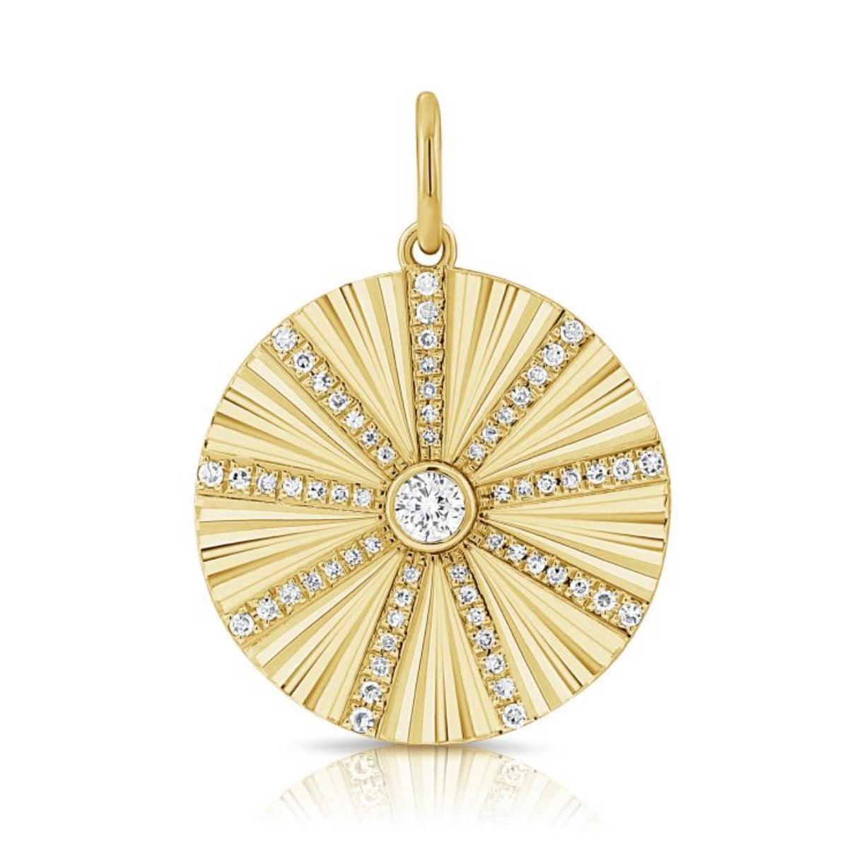 Diamond And Gold Fluted Burst Charm