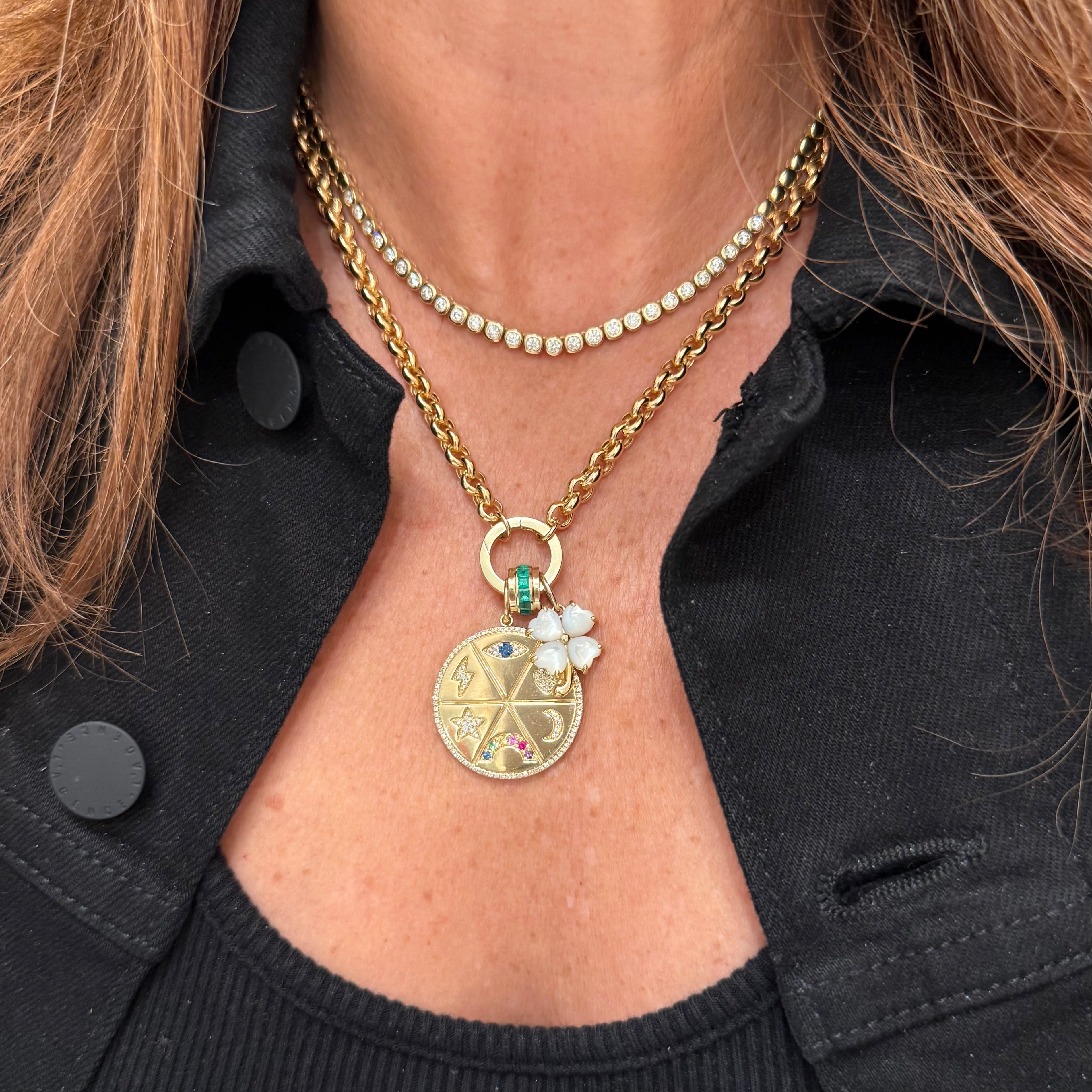 Rolo Chain Necklace With Flat Circle Connector