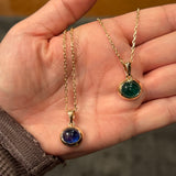Blue Sapphire Cab Bezel Necklace