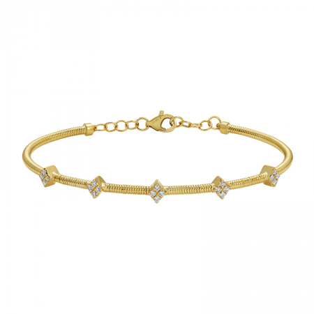 Pavé Diamond Five Cluster Skinny Omega Bangle Bracelet