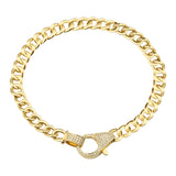 14k Yellow Gold Cuban Link Diamond Clasp Bracelet