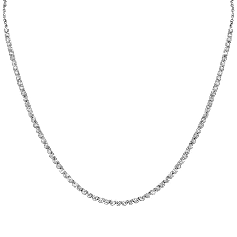 Diamond Crown Prong Tennis Chain Necklace