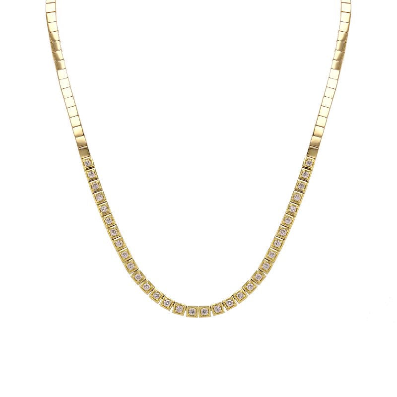 Diamond And Gold Square Shape Mount Necklace