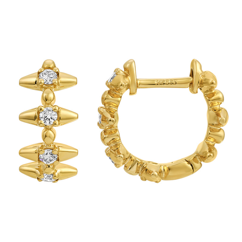 Spike Diamond Huggie Earrings