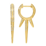 Diamond Three Spike Long  Huggie Earring