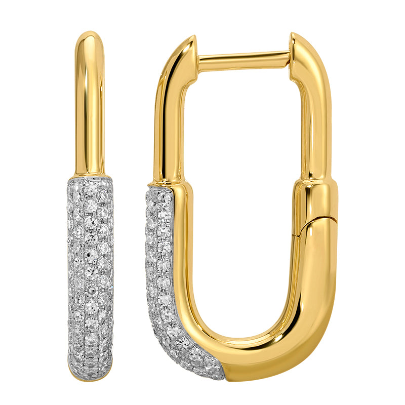 Gold And Pavé Diamond Link Earrings