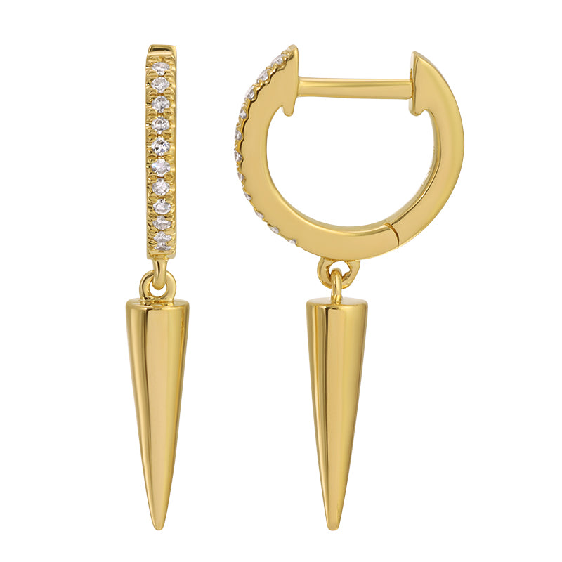 Diamond Huggie Movable Spike Drop Earring