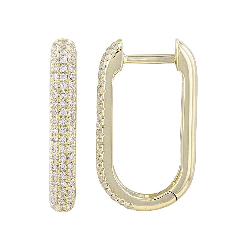 Diamond Oval Rectangle Huggie Earring