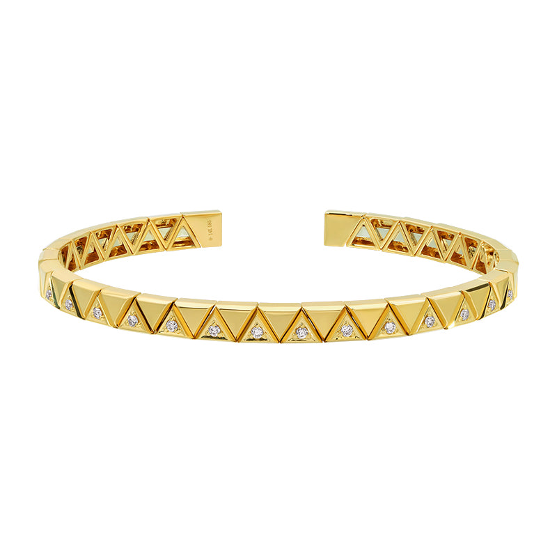 Diamond Triangle Pattern Stretch Cuff Bangle Bracelet