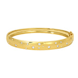 14k Yellow Gold Diamond Inlay Scattered Diamond Bangle Bracelet