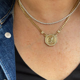 Diamond Coin On Cuban Link Necklace