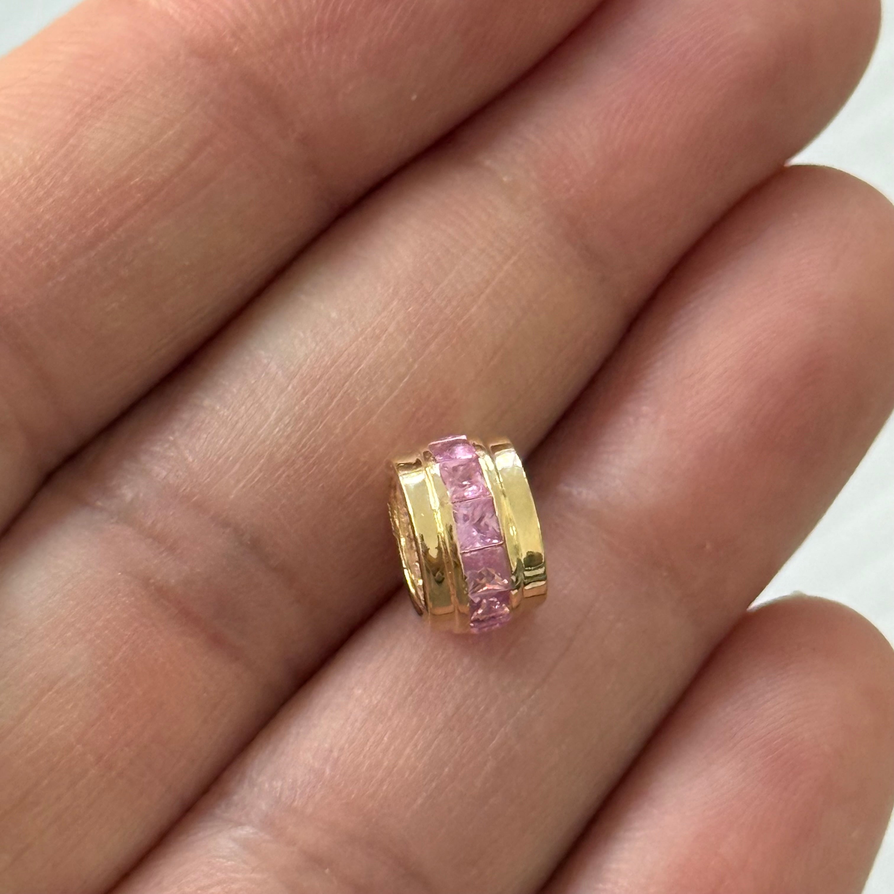 Square Pink Sapphire Spacer Bead