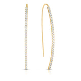 18K Gold Long Diamond Stick Threader Earring