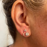 Three Diamond Triangle Prong Earring