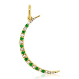 Emerald And Diamond Crescent Moon Charm