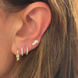 Baguett, Pear And Round Diamond Stud Earrings