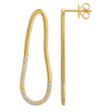 Long Curve Gold Diamond Earrings