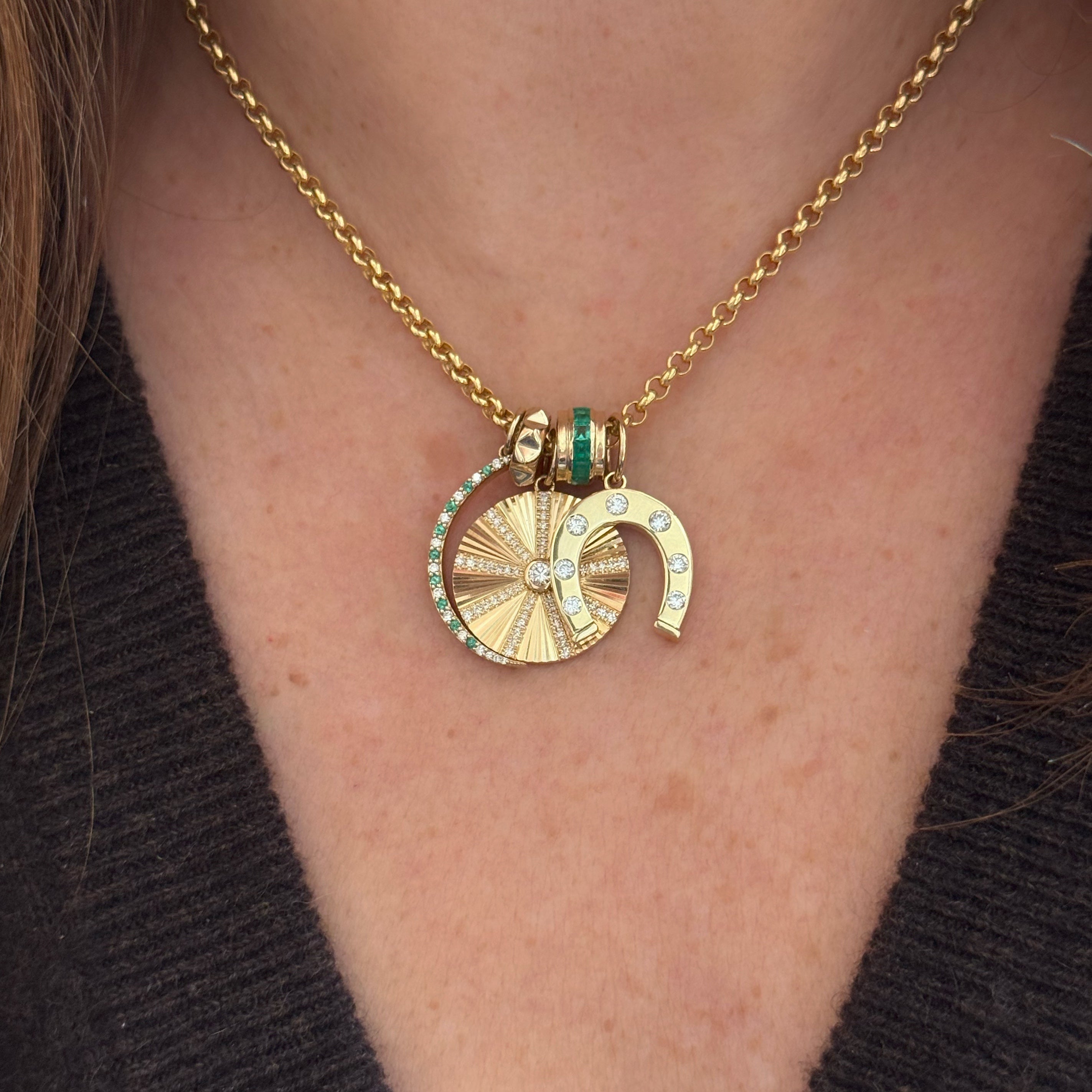 Diamond And Gold Fluted Burst Charm