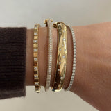 14k Yellow Gold Pave Dome Diamond Bangle Bracelet