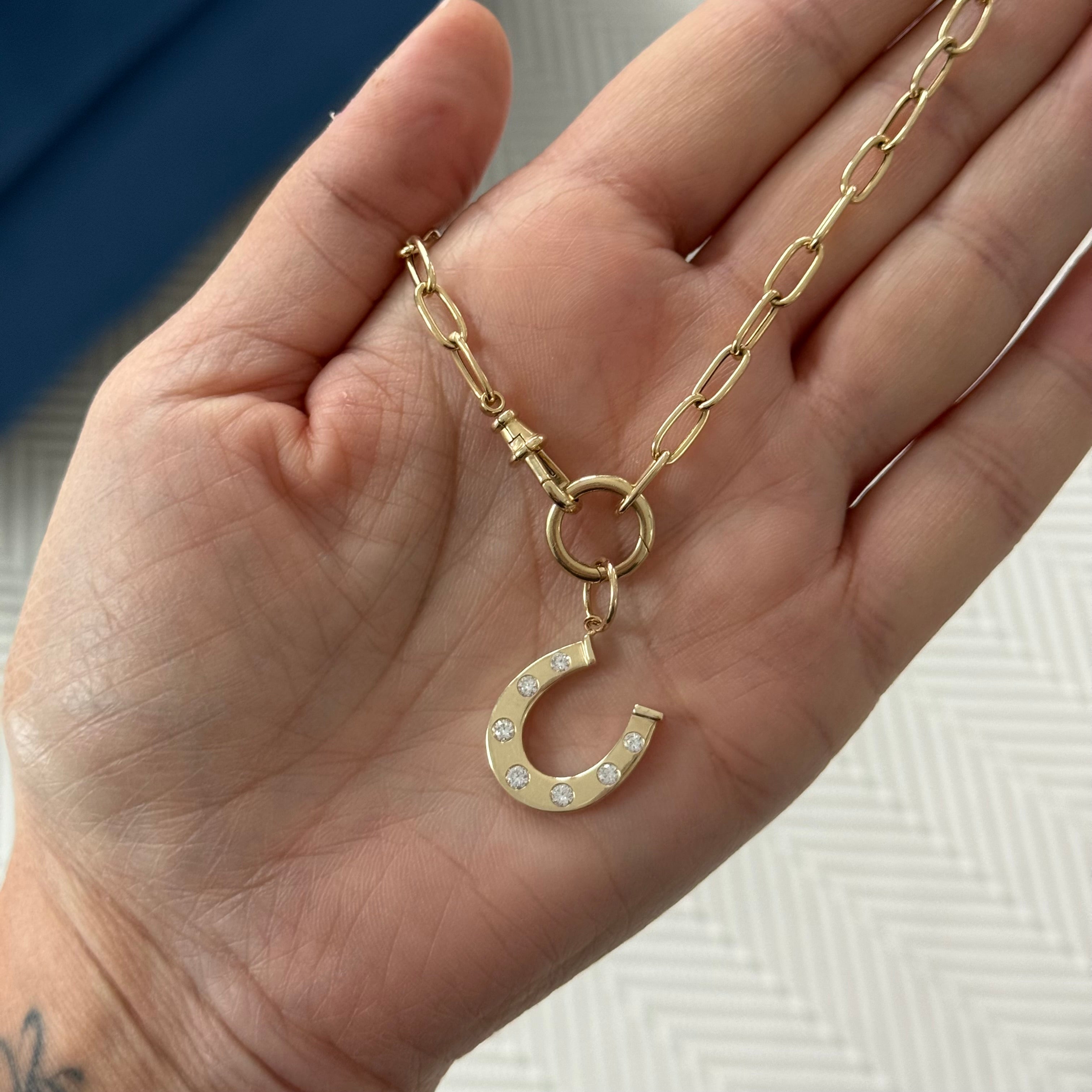 Diamond Horseshoe Charm