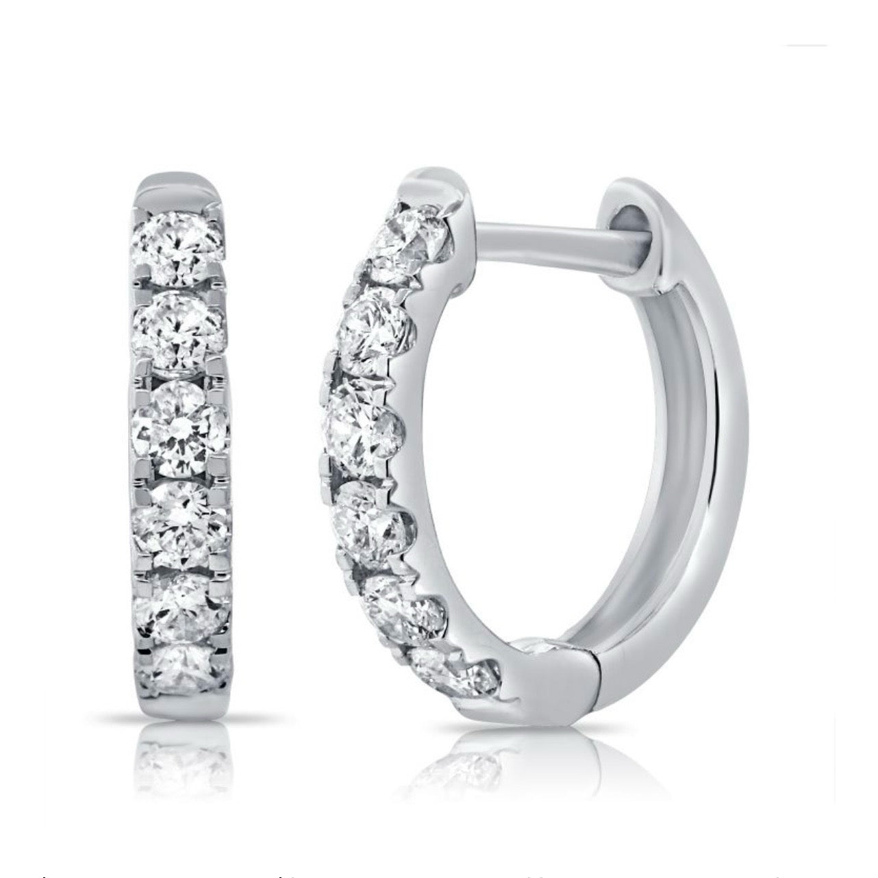 12mm 18k Gold Diamond Huggie Earring