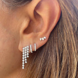 Small Three Row Tennis Tassel Earrings