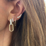 Diamond Huggie With Black Diamond Drop Earring