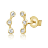 Three Diamond Bezel Crawler Earring