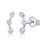 Three Diamond Bezel Crawler Earring