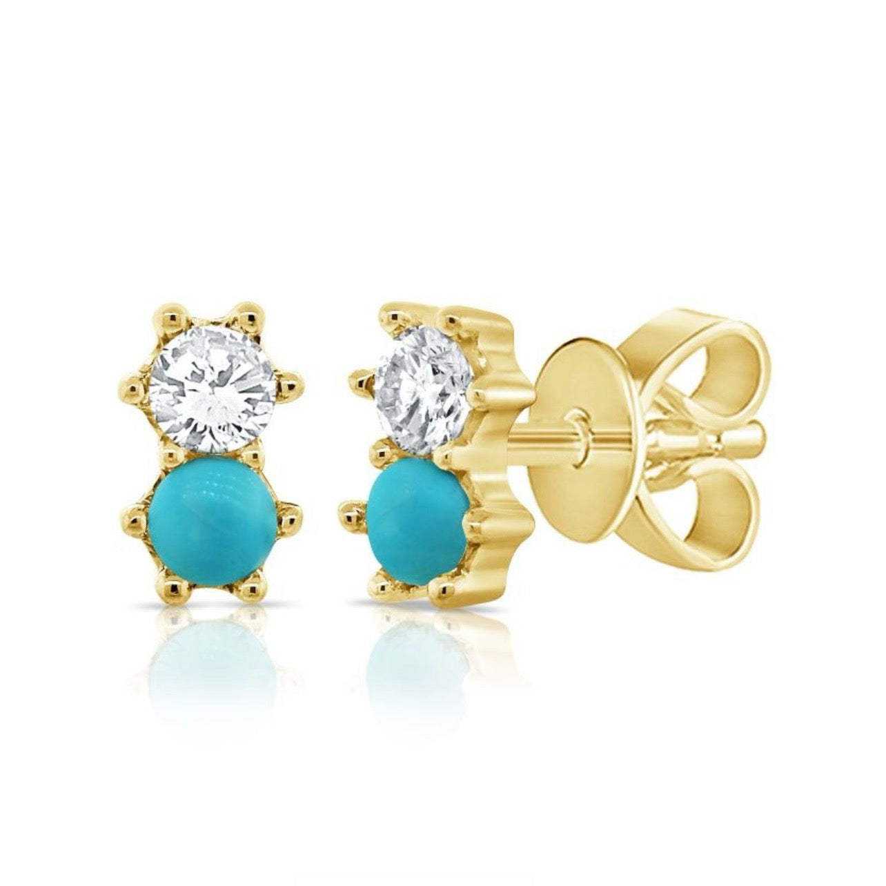 Diamond/Turquoise Duo Stud Earring