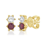 Diamond/Ruby Duo Stud Earring