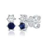 Diamond/Sapphire Duo Stud Earring