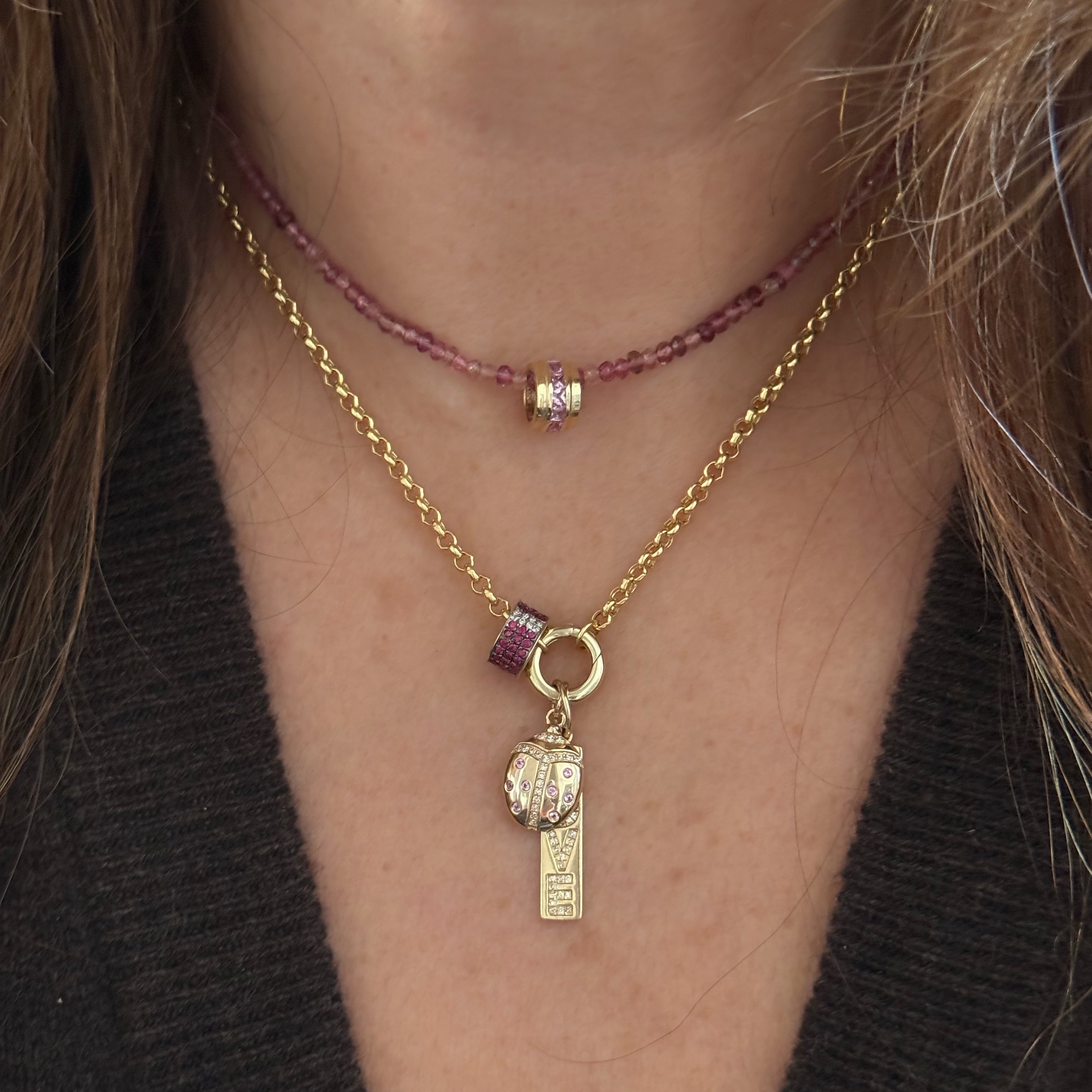 Diamond And Stone Ladybug Charm