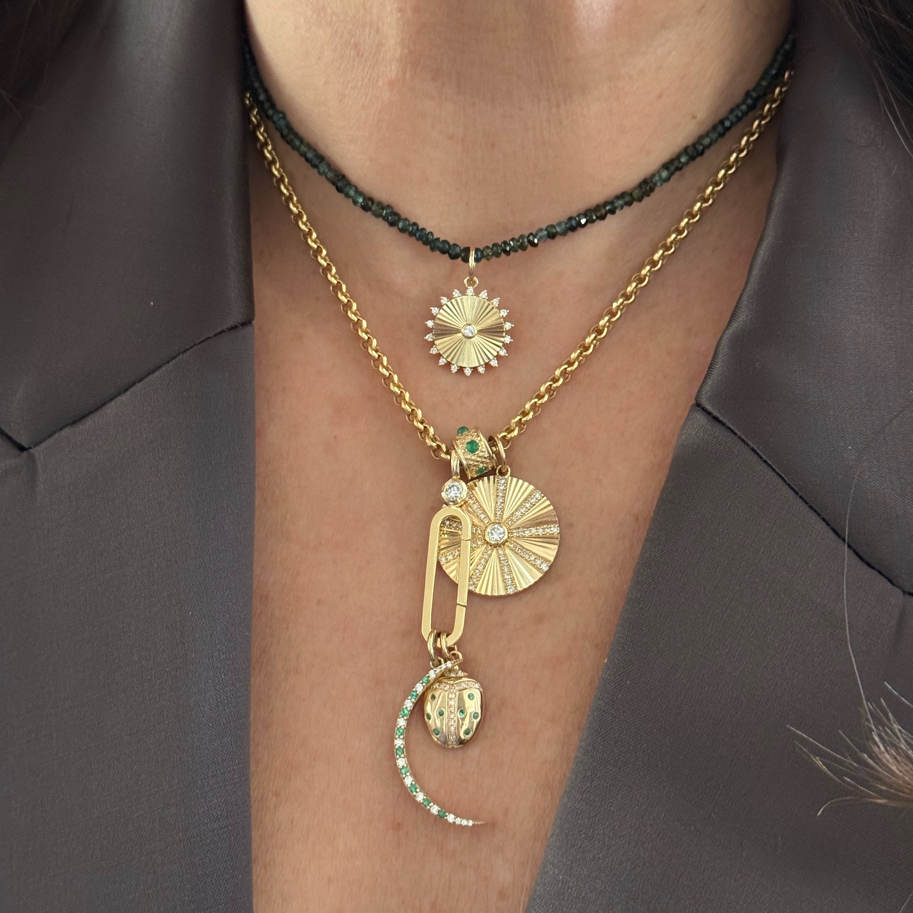 Diamond And Gold Fluted Burst Charm