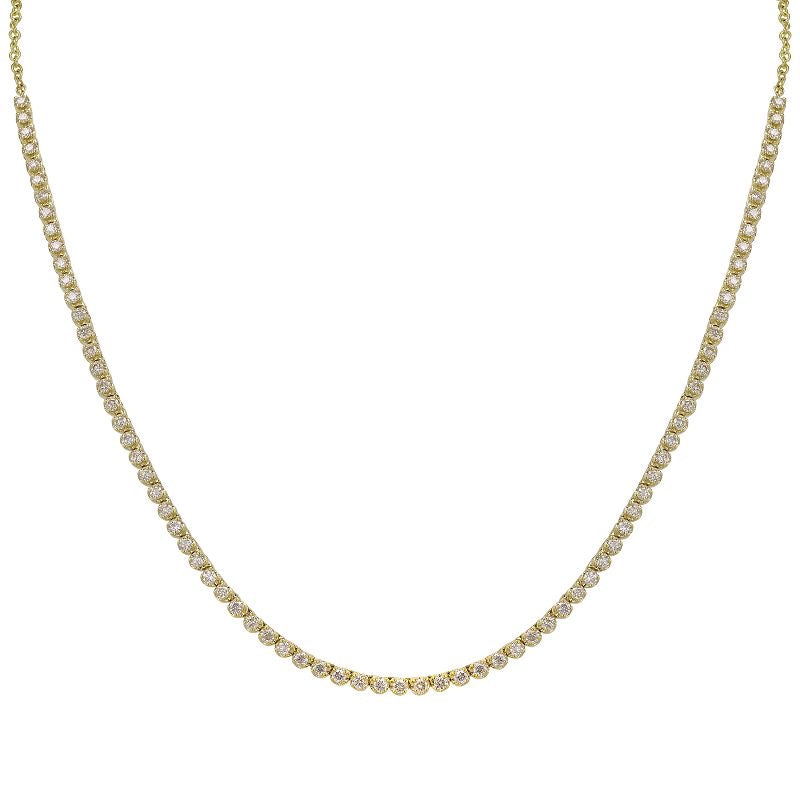 Diamond Crown Prong Tennis Chain Necklace